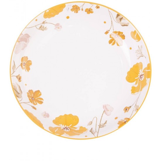 Prato 20,5cm avulso Fundo Doce Encanto Amarelo Cerâmica